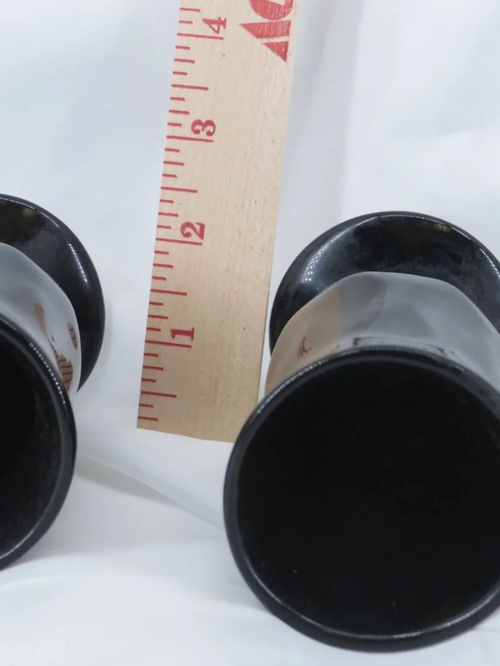 Vintage Haeger USA 177C Black Diamond Pedestal Mugs Set of 2 Mid Century Modern